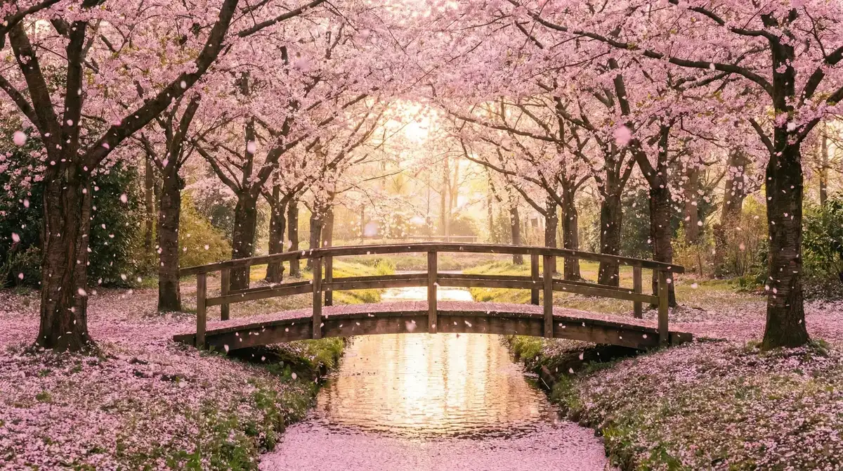 樱花桥畔 - 梦幻诛仙神兽 唯美风景